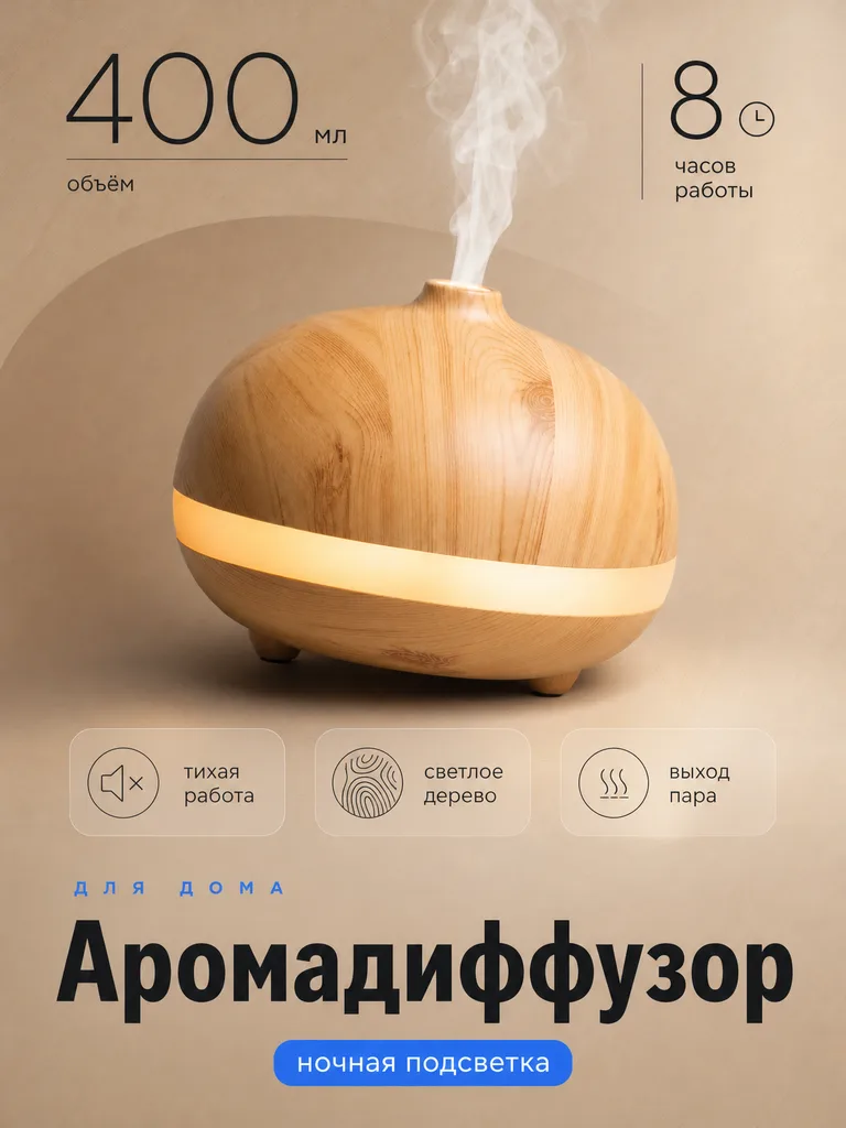 Пример карточки аромадиффузора с описанием его функций